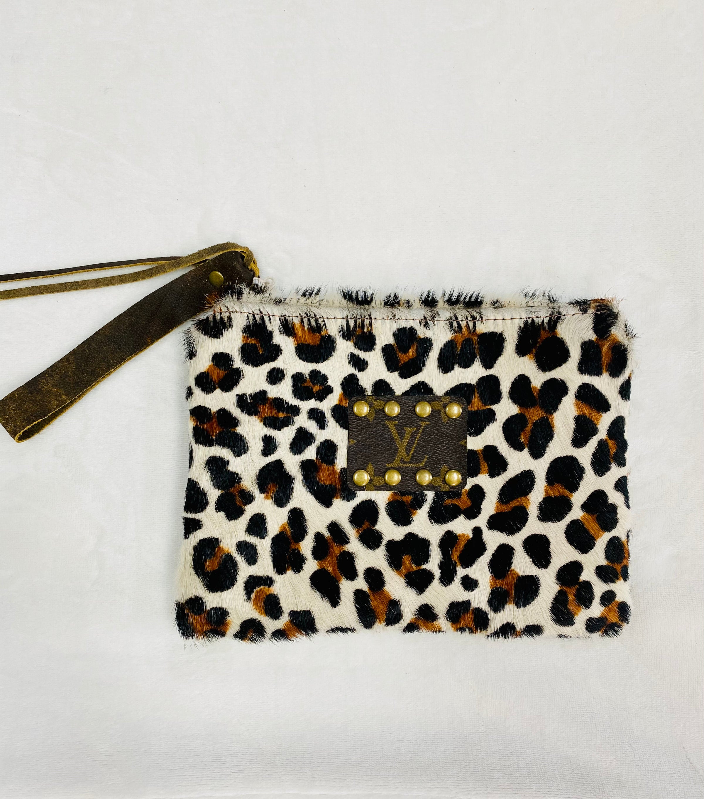 Flora Distressed Leopard Cowhide Upcycled LV Wallet with Snap Closure –  Branded Country Wear